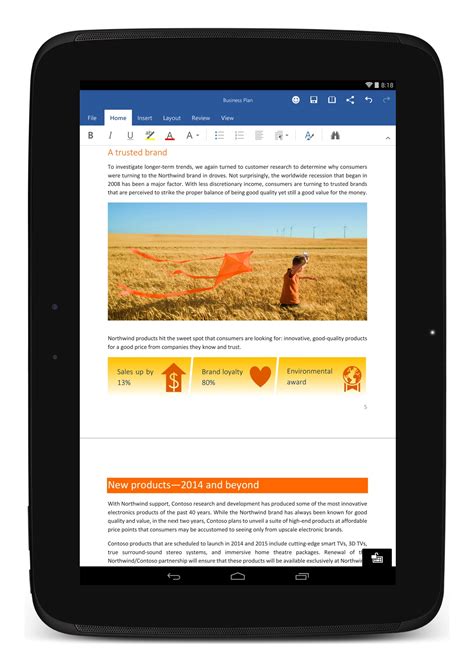 how to use microsoft word on android tablet