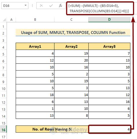 how to use mmult and transpose in excel