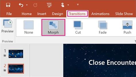 how to use morph feature in powerpoint