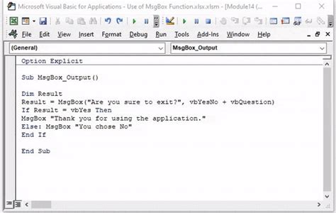 how to use msgbox in vba