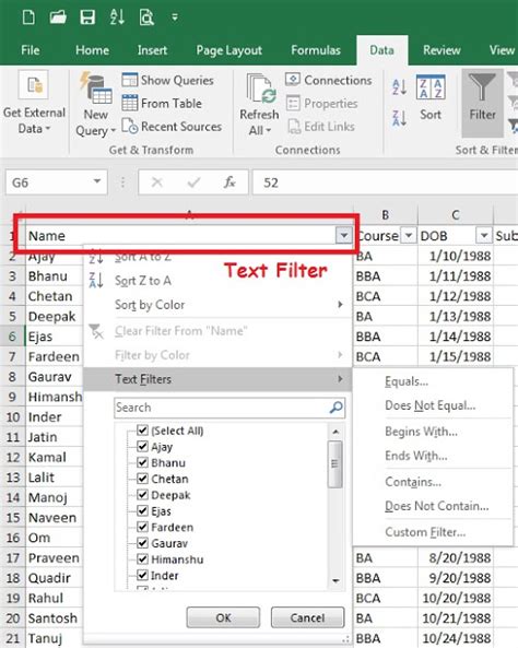 how to use multiple text filter in excel
