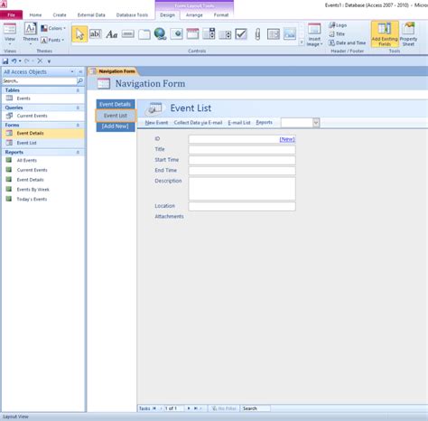 how to use navigation form in access