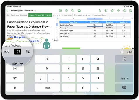 how to use numbers on ipad keyboard