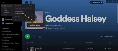 how to use offline mode on spotify pc