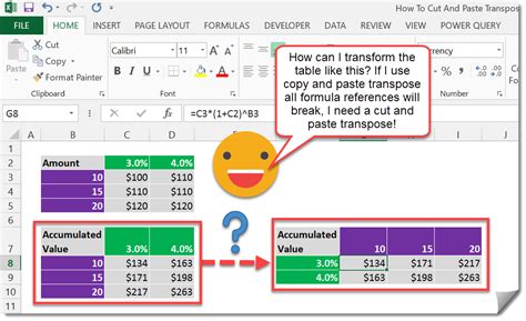 how to use paste transpose in excel