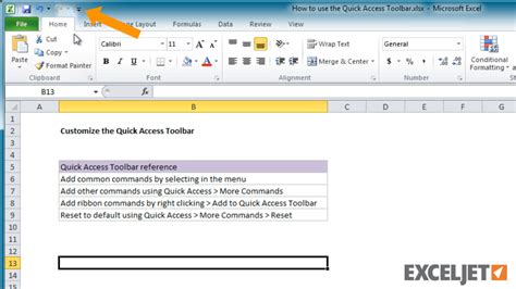 how to use quick access toolbar in excel