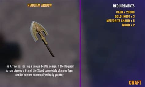 how to use requiem arrow in roblox is unbreakable