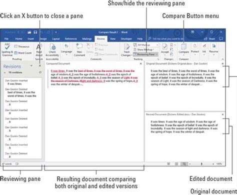 how to use revisions in word