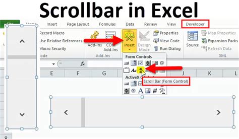 how to use scroll bar form control in excel