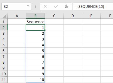 how to use sequence formula in excel 2016