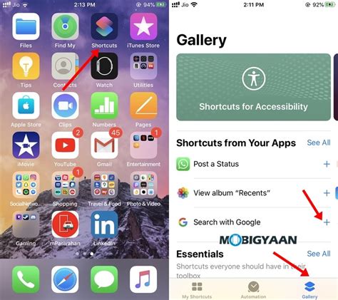 how to use shortcuts on iphone to open app