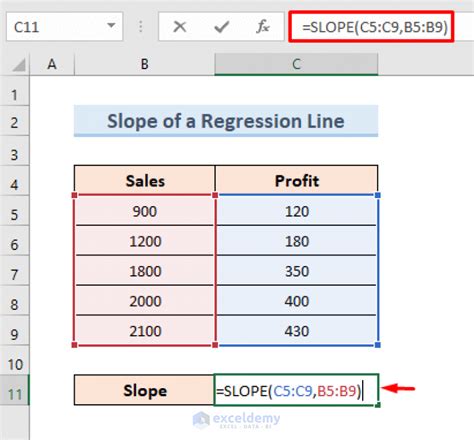 how to use slope in excel