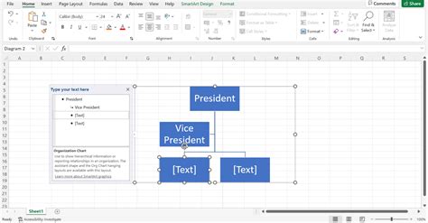 how to use smartart hierarchy in excel