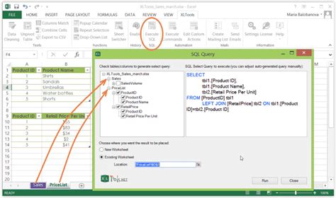 how to use sql query in excel
