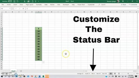how to use status bar in excel