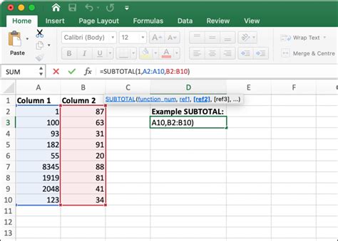 how to use subtotal count in excel