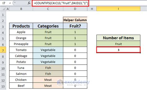 how to use subtotal with countif in excel