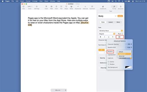 how to use superscript in mac