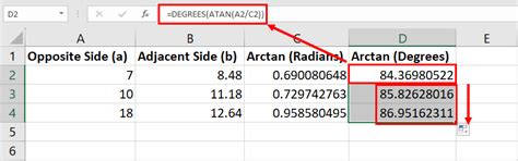 how to use tan inverse in excel