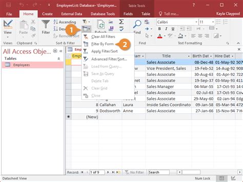 how to use the form tool in access