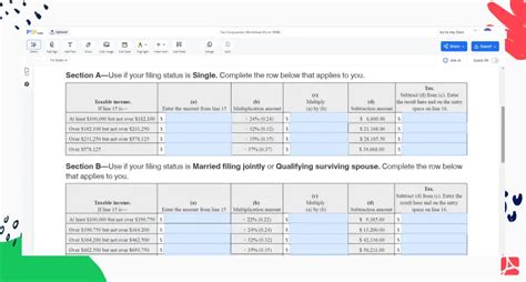 how to use the tax computation worksheet