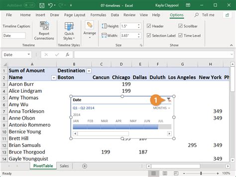 how to use timeline in excel pivot table