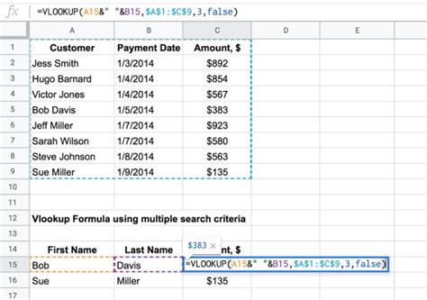 how to use vlookup with multiple criteria in google sheets