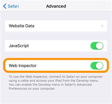 how to use web inspector app on iphone