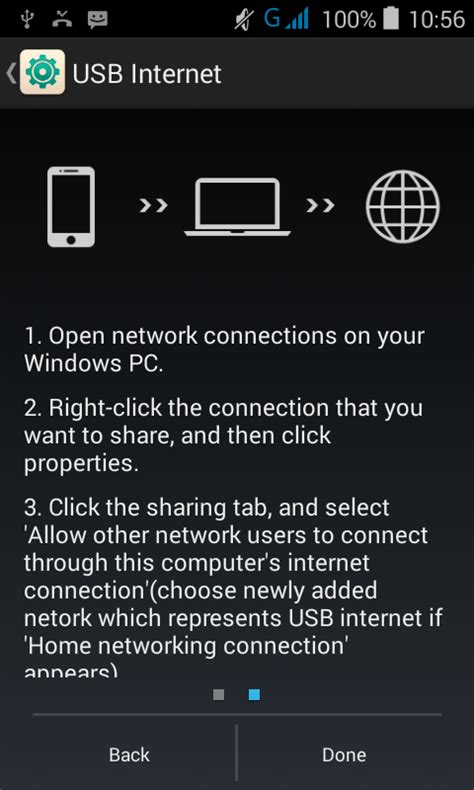 how to use windows internet on android phone through usb cable