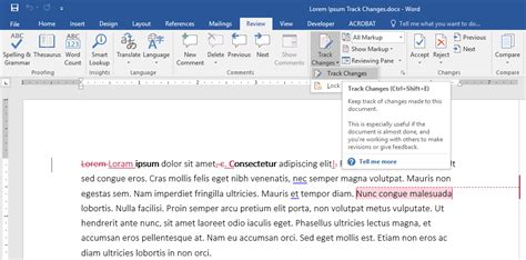 how to use word document track changes