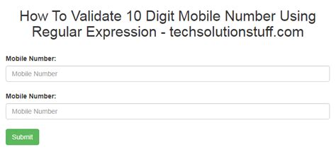 how to validate 10 digit mobile number in html