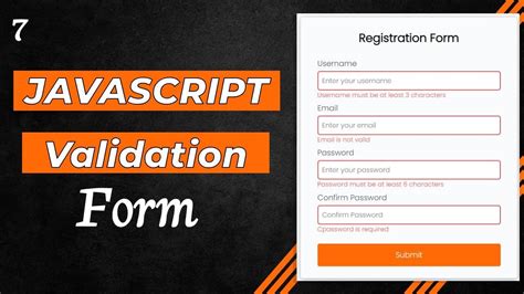 how to validate registration form in html