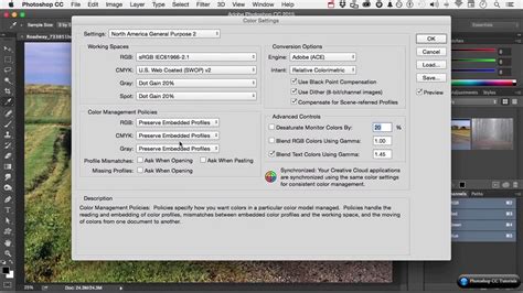 how to view colour space in photoshop