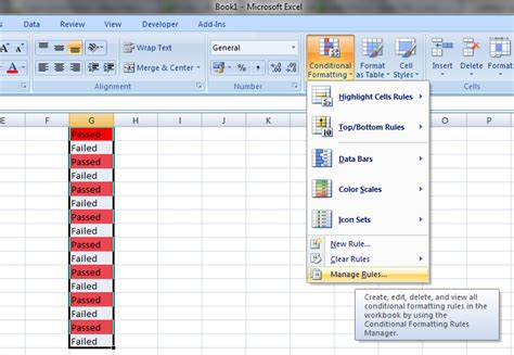 how to view existing conditional formatting in excel