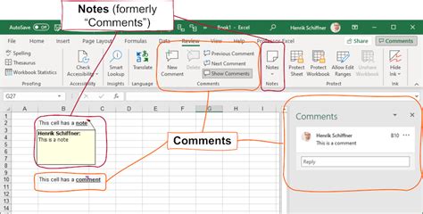 how to view note in excel