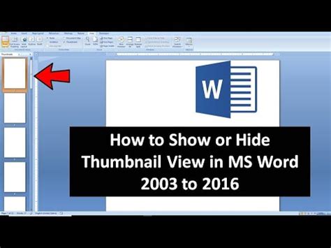 how to view thumbnails in word 2016