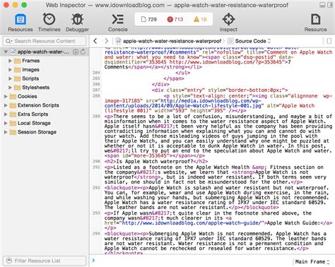 how to view website source code on mac safari