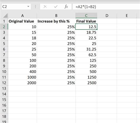how to work out increase or decrease in excel