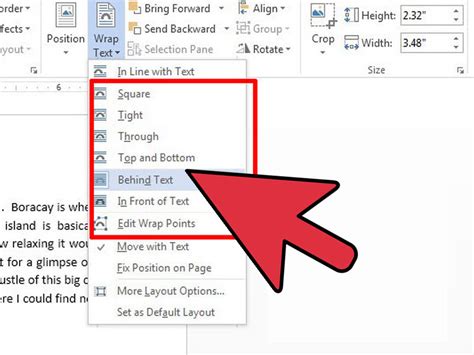 how to wrap text in word