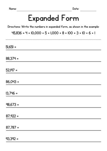how to write 5 digit number in expanded form