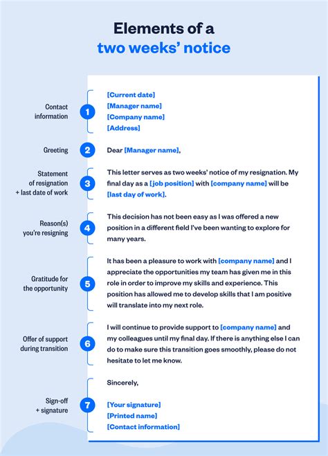 how to write a 2 week notice example