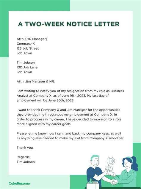 how to write a 2 week notice for work
