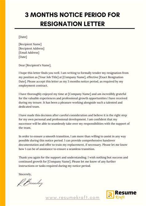 how to write a 3 month notice letter