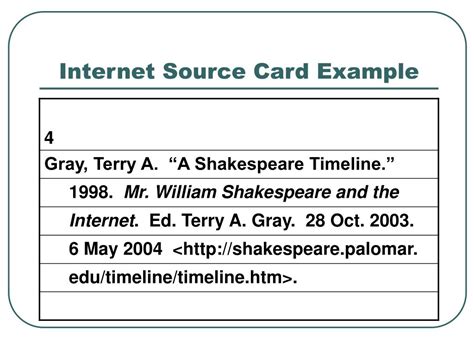 how to write a bibliography card for an internet source
