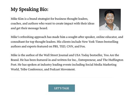 how to write a bio for a guest speaker