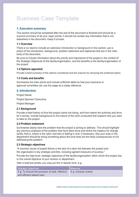 how to write a business case example
