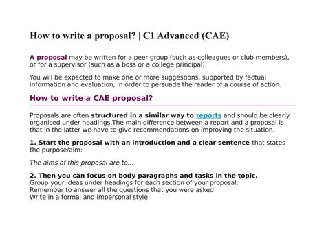 how to write a cae proposal