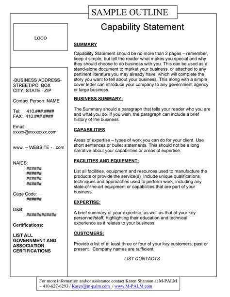 how to write a capability statement