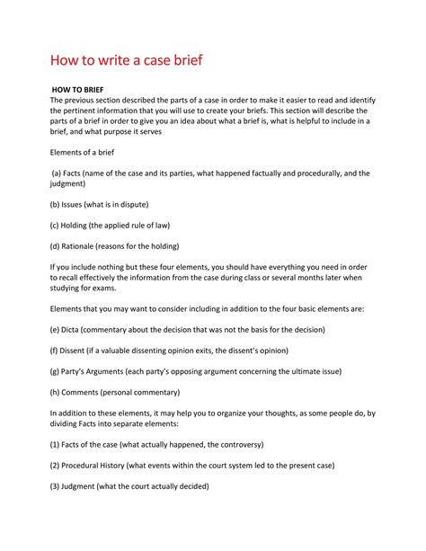 how to write a case brief pdf