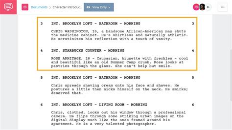 how to write a character description for film